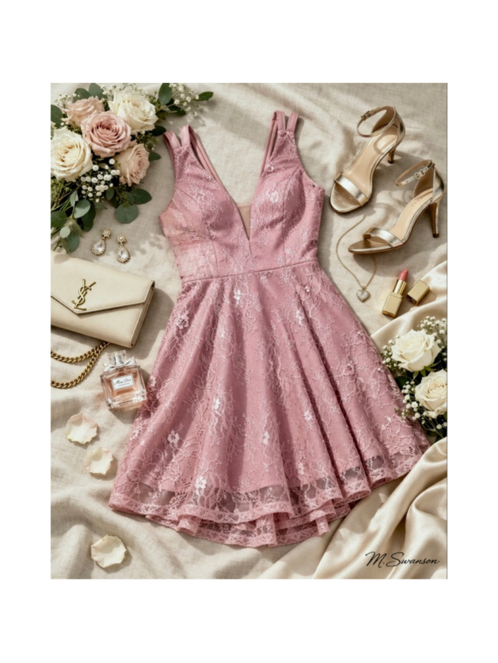 Lulus Pink Lace Mini Dress Women's Small Sleeveless V-Neck Skater NWOT